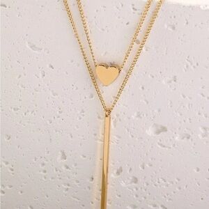 GOLD  Heart & Bar Layered Necklace